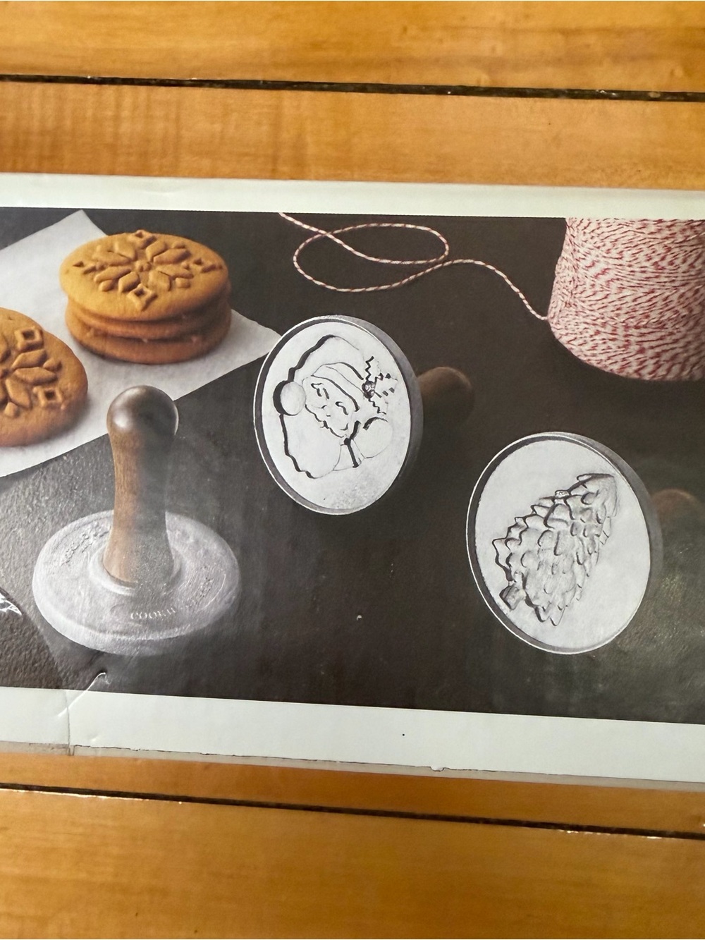 New Hearth & Hand Magnolia Metal & Wood Holiday Cookie Press Stamp Set of 3